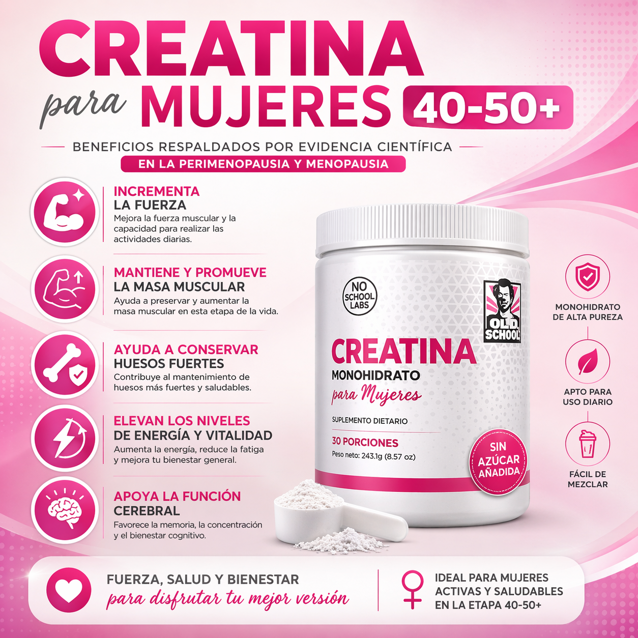 💜Creatina Premium para Mujer – Fuerza, Energía y Bienestar Diario