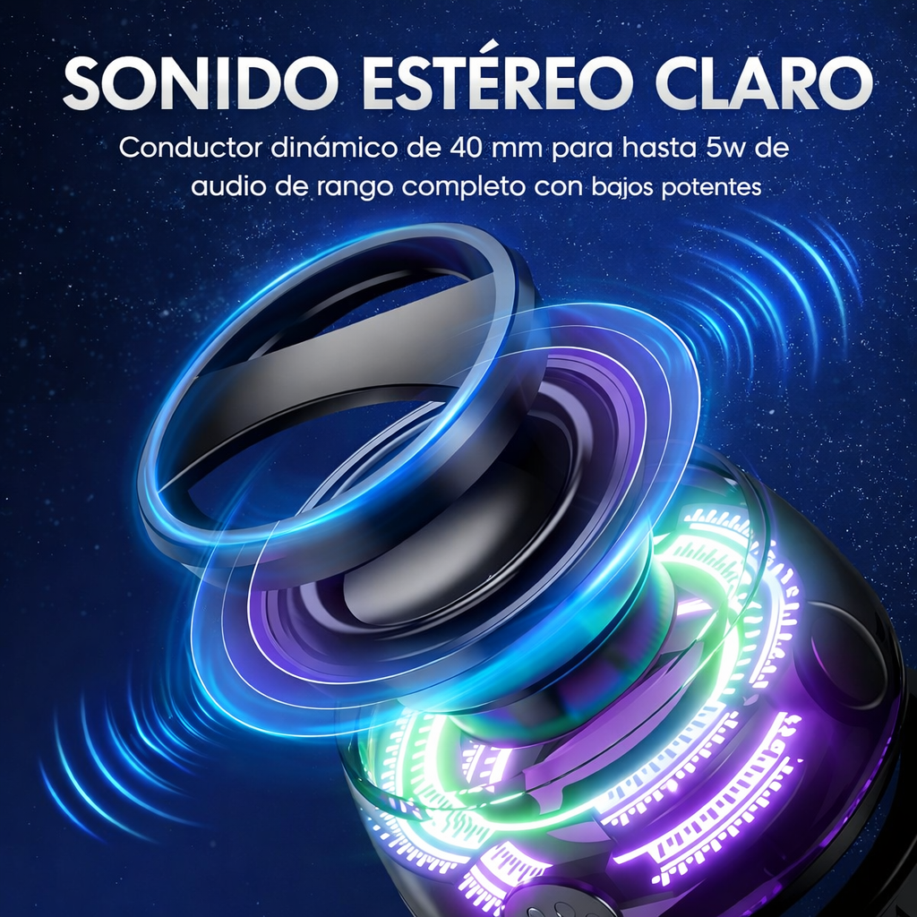 Parlante magnético con imán y luz RGB