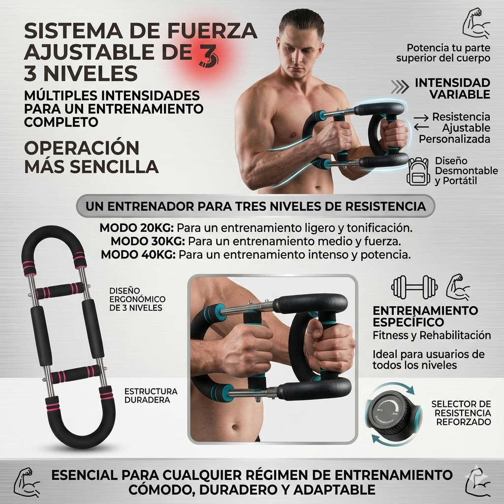 Entrenador de Brazos Ajustable | Fuerza y Tonificación desde Casa