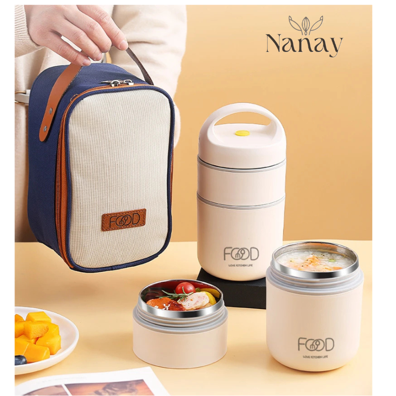 Lonchera Termo Bento 2 compartimentos 510ml - Comida caliente o fresca donde estés