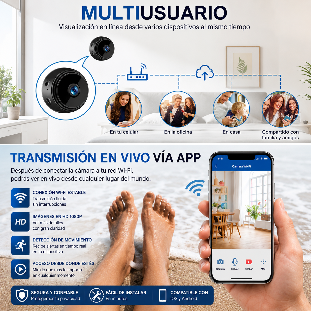 Mini Cámara WiFi Magnética Full HD 1080P™