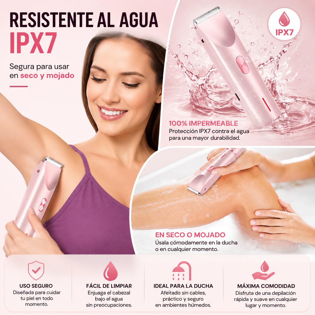 Afeitadora Eléctrica Femenina 2 en 1 - piel suave cuando necesites
