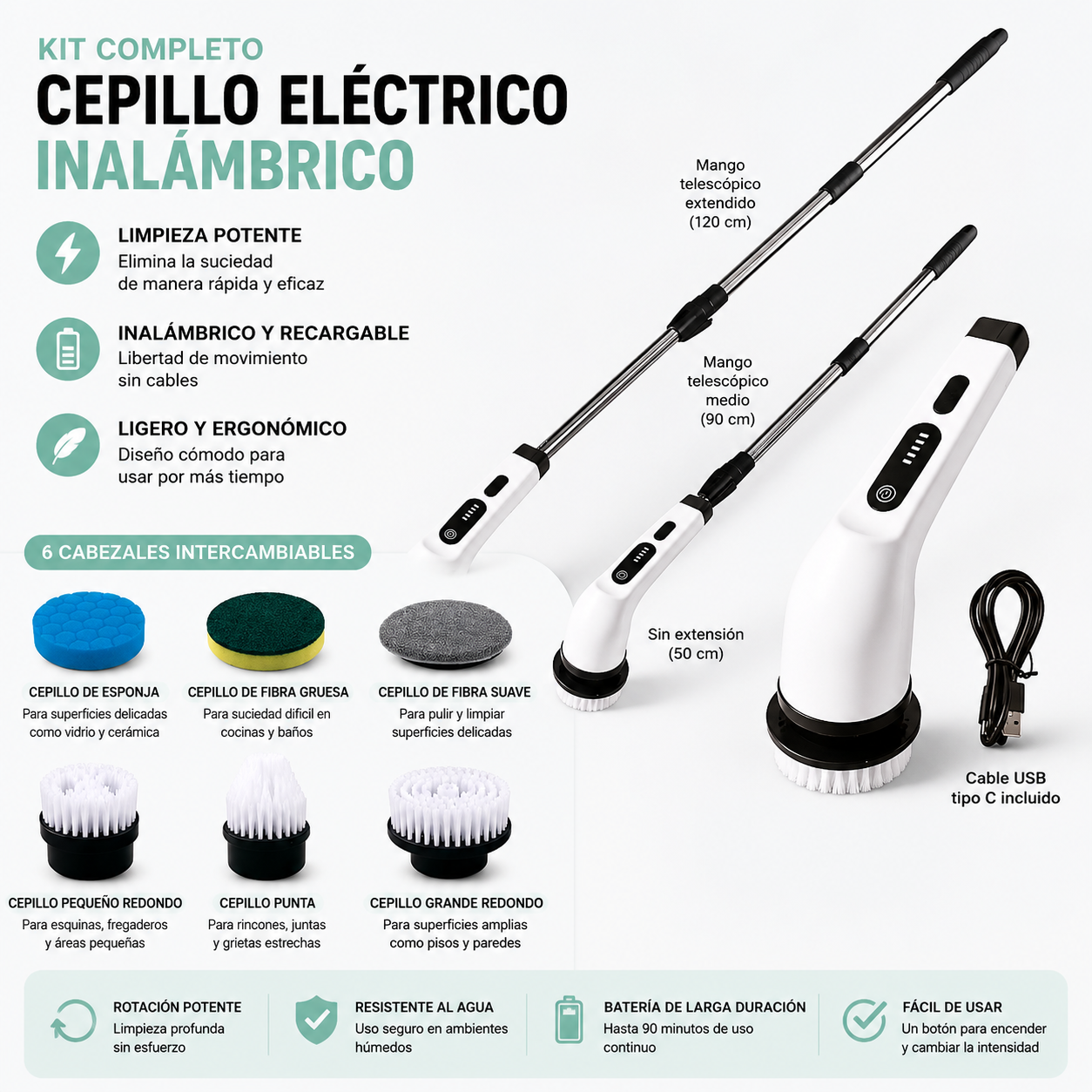 Cepillo De Limpieza Eléctrico Inalámbrico 7 En 1