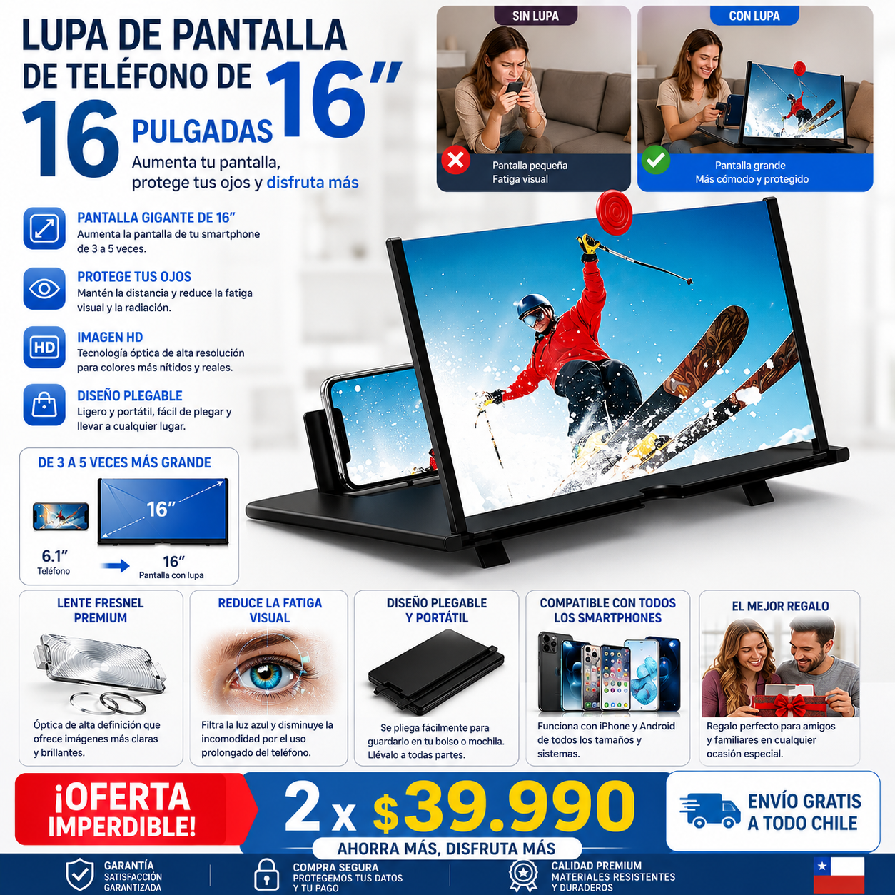 Proyector plegable de Pantalla para Teléfono 3D