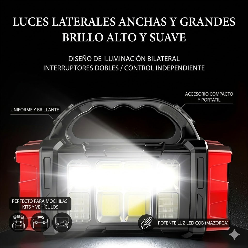 Linterna LED Solar Recargable – 4 Modos | Powerbank de Emergencia