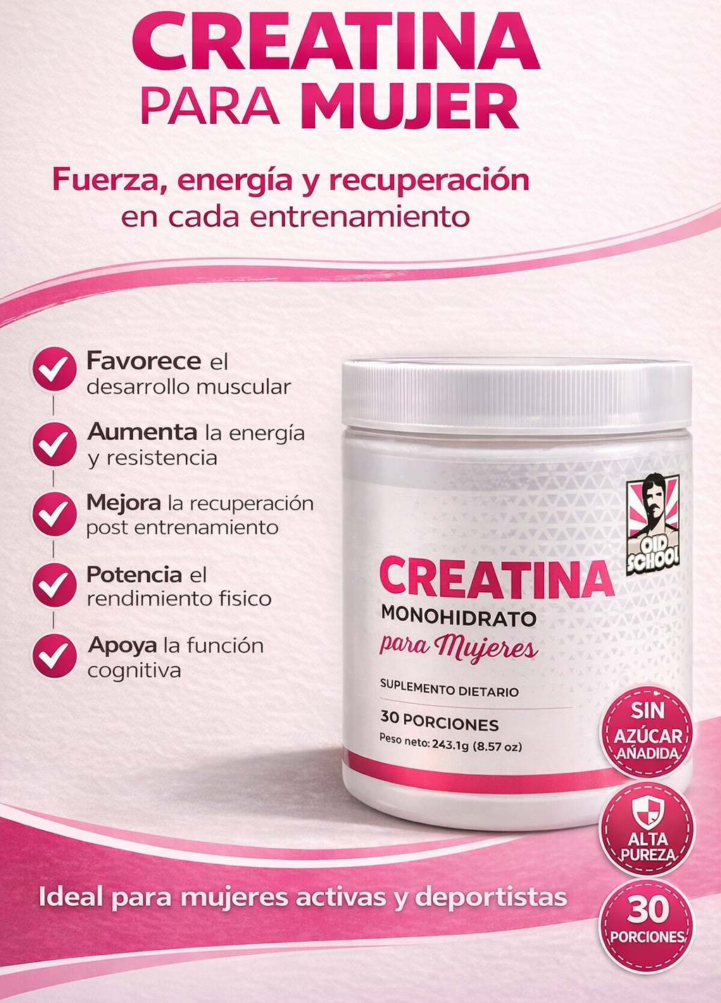 Creatina especial para Mujeres 3 en 1 | Energía, Fuerza y Recuperación
