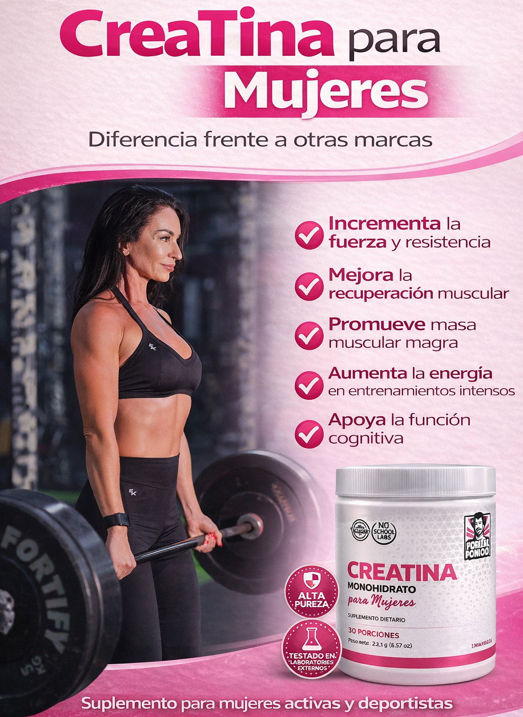 Creatina especial para Mujeres 3 en 1 | Energía, Fuerza y Recuperación