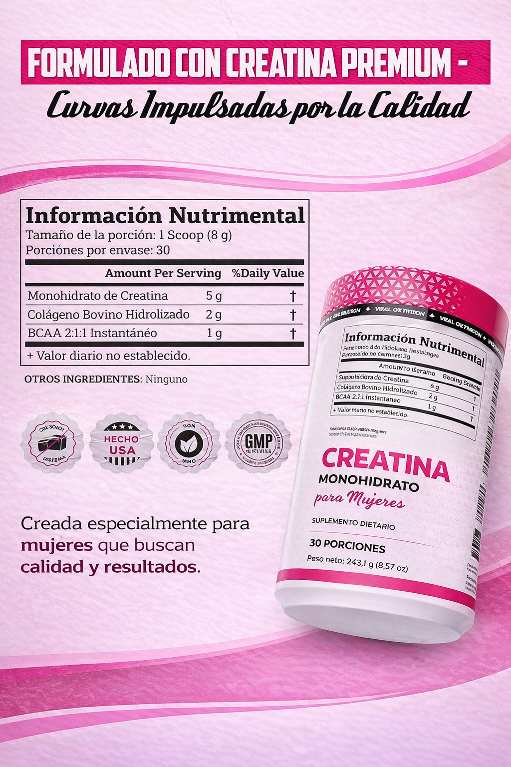 Creatina especial para Mujeres 3 en 1 | Energía, Fuerza y Recuperación